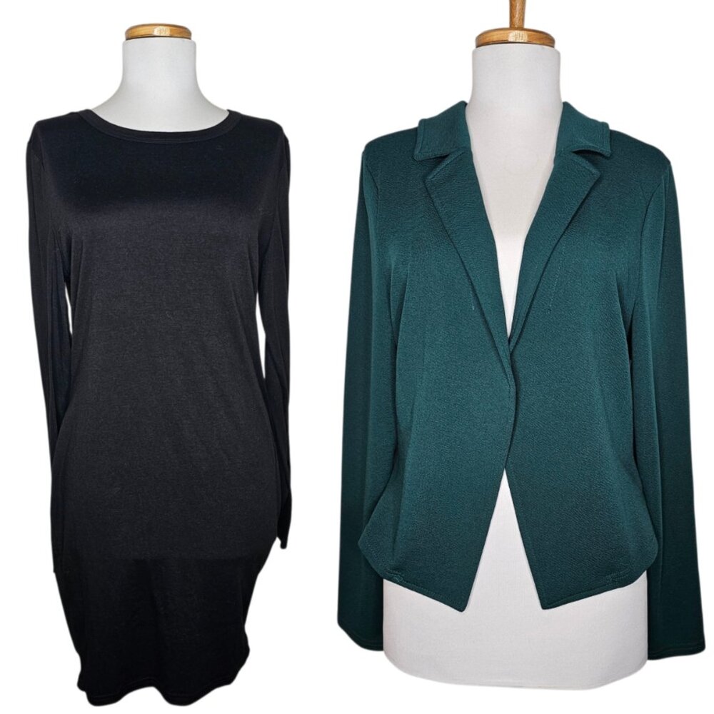 Shein 2 PC Bundle - Rhinestone Lace Up Side Bodycon Dress XL + Green Blazer OX
